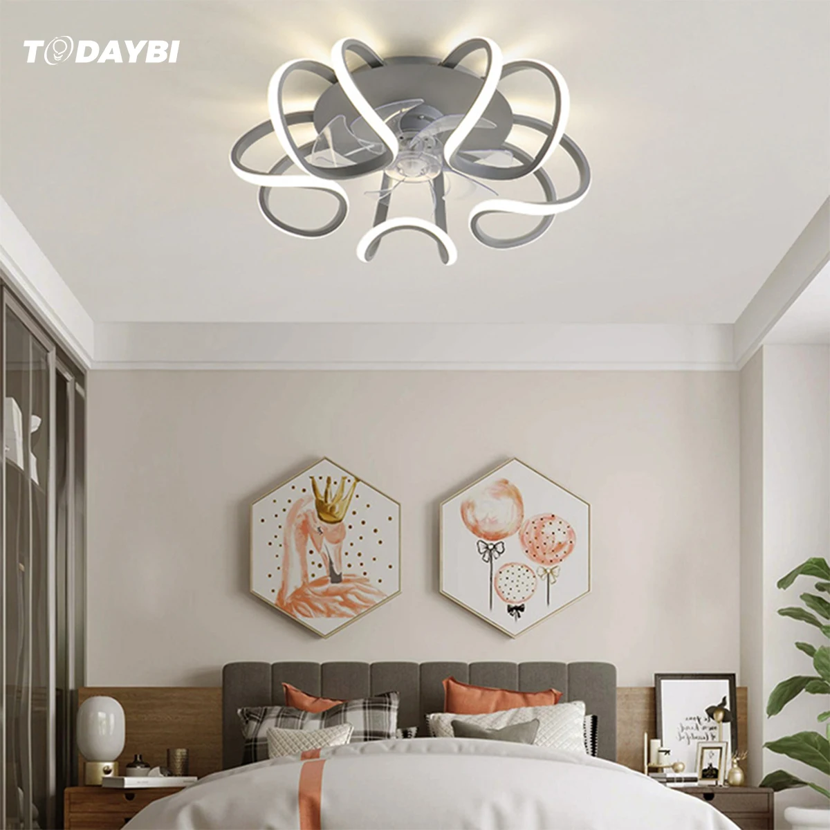 Светодиодный потолочный вентилятор с подсветкой украшение для спальни