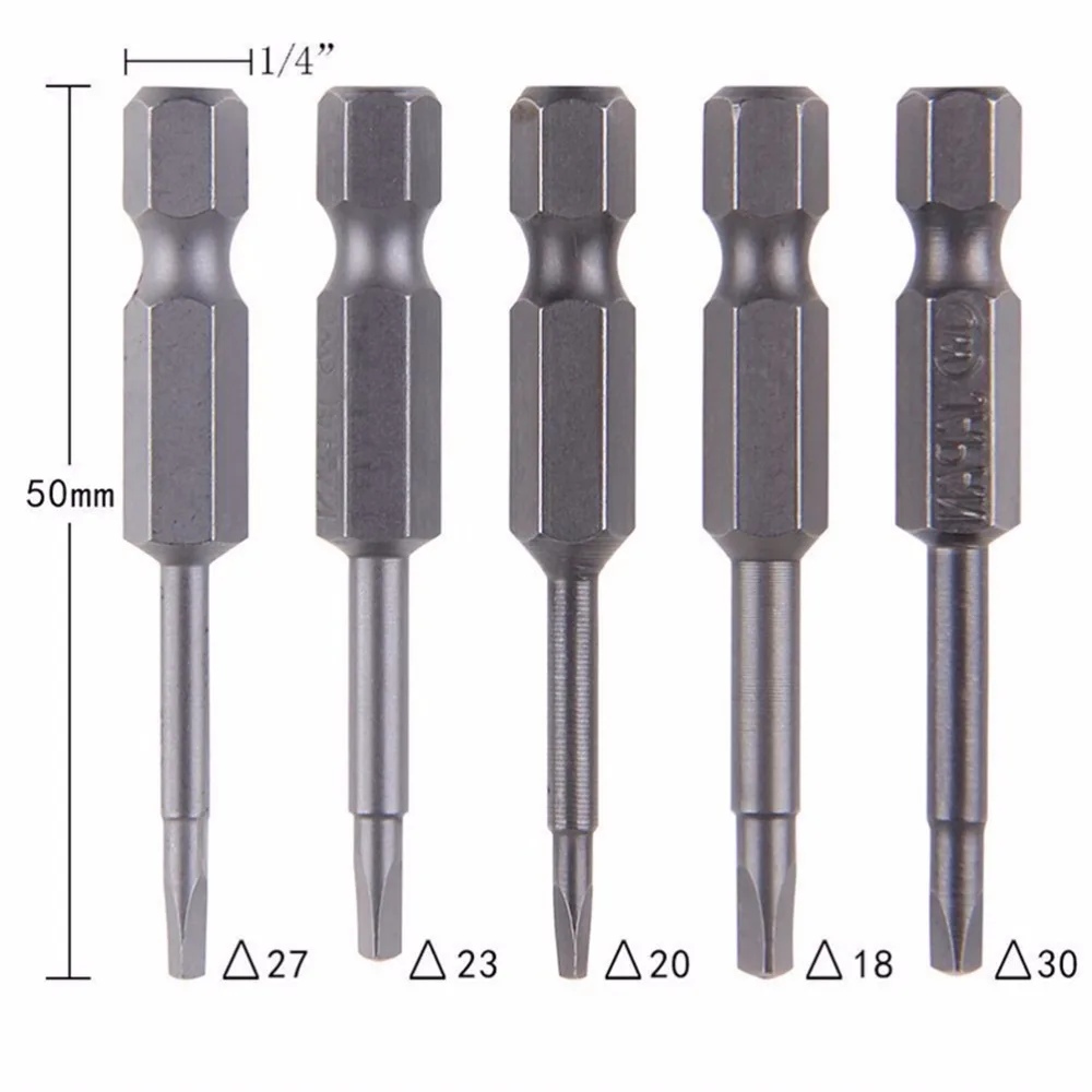 

5Pcs/Set Anti Slip Magnetic Triangle Head Screwdriver Bit 1/4" S2 Steel Hex Shank Electric Power Tool Accessories 50mm
