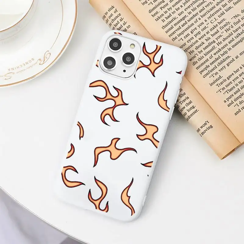 

Blue Flame Fire colorful pattern Phone Case Candy Color for iPhone 6 7 8 11 12 s mini pro X XS XR MAX Plus