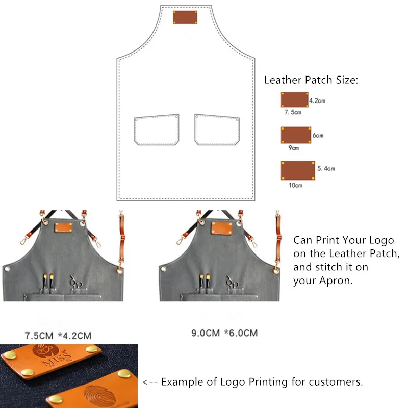 Серый джинсовый фартук ремешок из воловьей кожи бариста микстролога