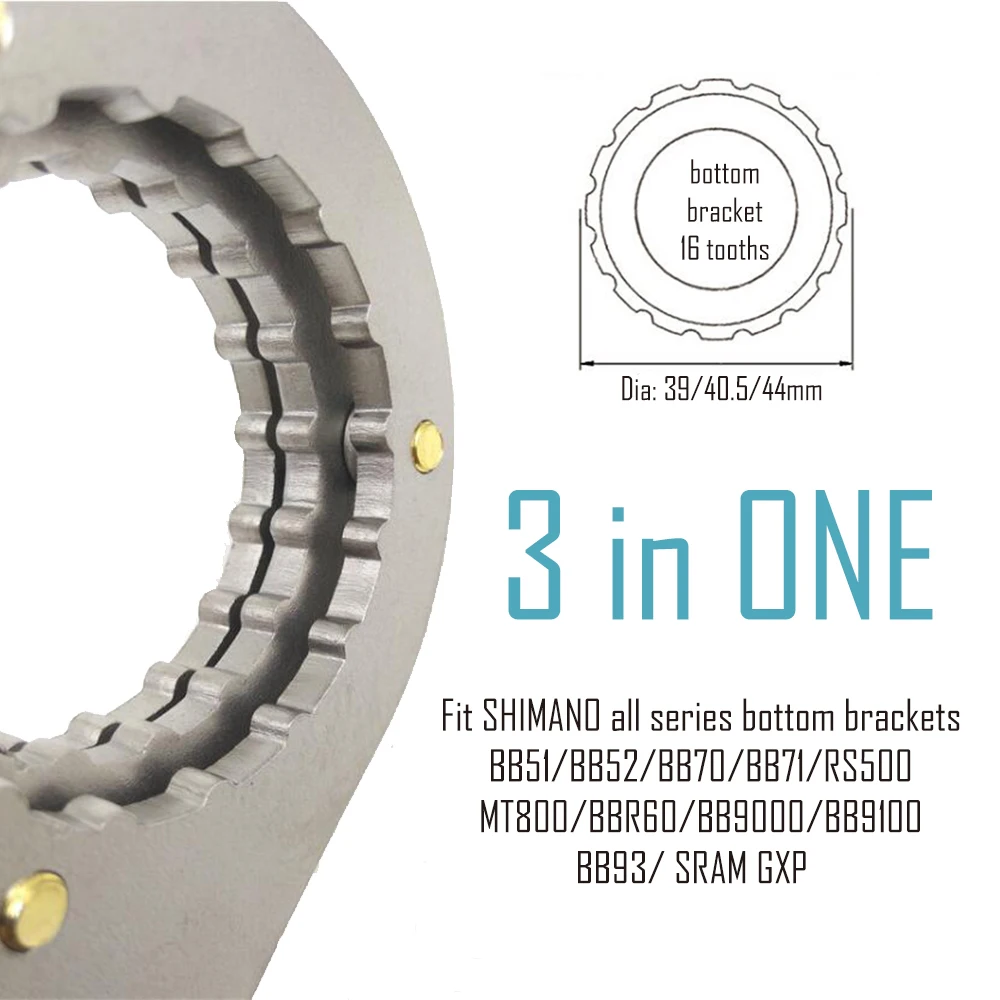 3 в 1 велосипедный ключ для каретки BB Bottom Brackets 16 зубьев для Shimano серии BB51 52 70 71 RS500 BB9000 BB9100 BB93 MT800 BBR60 GXP.