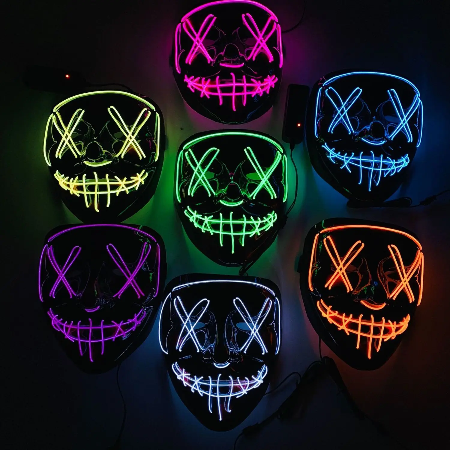 

Halloween Mask LED Light Up Party Masks The Purge Election Year Great Funny Masks Festival Cosplay Supplies Costume Glow In Dark
