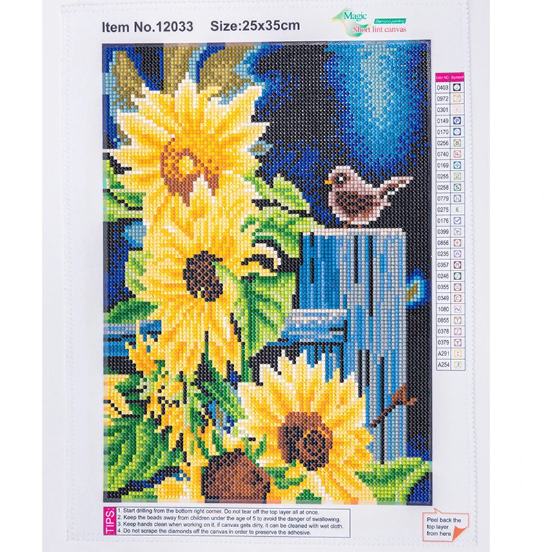 

5D Diy Бриллиантовая украшающая картина подсолнухи птица и крест стежка Полный Круглый Дрель Стразы мозаика украшение дома