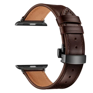 Genuine Leather Strap For Apple Watch Series SE 6 5 4 Smart Watch Replace Wrist Band Classic Vintage Butterfly Buckle Watchband Genuine Leather Strap For Apple Watch Series SE 6 5 4 Smart Watch Replace Wrist Band Classic Vintage Butterfly Buckle Watchband