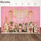 Mocsicka розовая стена Пасхальный день весенние цветы фотография Фон кролик ребенок портрет фото фон фотосъемка