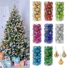 Круглые пластиковые шарики разных цветов, 24 шт., 3 см, подвесные Рождественские декоративные шарики для украшения дома