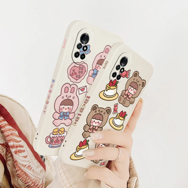 

Cake Bunny Phone Case For Huawei Nova8 8Pro 8SE Nova 7 7Pro 7SE 6 6se 5 5Pro 5Z 5I 5Ipro 5T 4 4E Liquid Silicone Cover