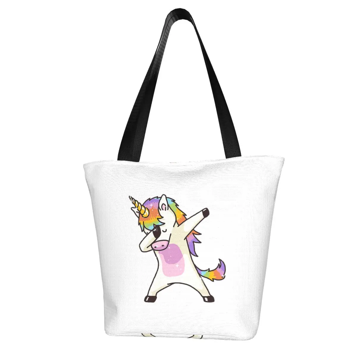 Dab Dab Dance Magic Unicorn Shopping Bag Aesthetic Cloth Outdoor Handbag Female Fashion Bags