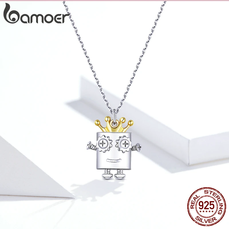 Bamoer GXN387 925 Серебряная прекрасная Корона Подвеска с кулоном-роботом для женщин