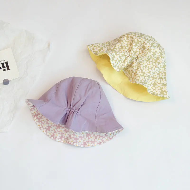 

1Pcs Breathable Cute Flower Pattern Fisherman Hat Double Print Cotton Children's Cap Nice Gift