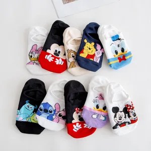 Носки-невидимки женские из тонкого хлопка, с изображением мыши и медведя, забавная лодка, лето носки с милыми животными