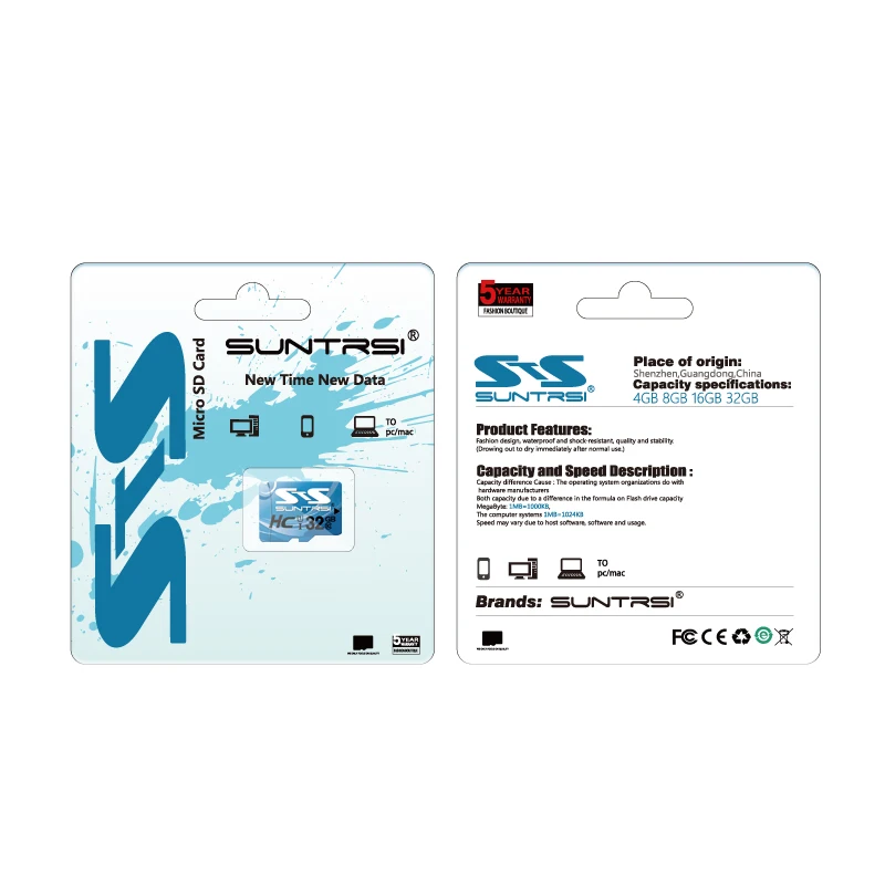 Suntrsi Microsd SD 32gb Memory Card High Speed Class 10 64gb Micro TF 128gb for Smartphone Mini | Компьютеры и офис