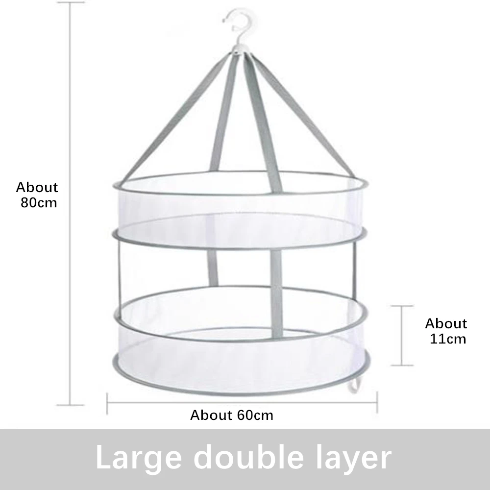 

Folding household clothes drying net drying sweater anti-deformation hanger hanger clothes basket dryer double-layer storage bag