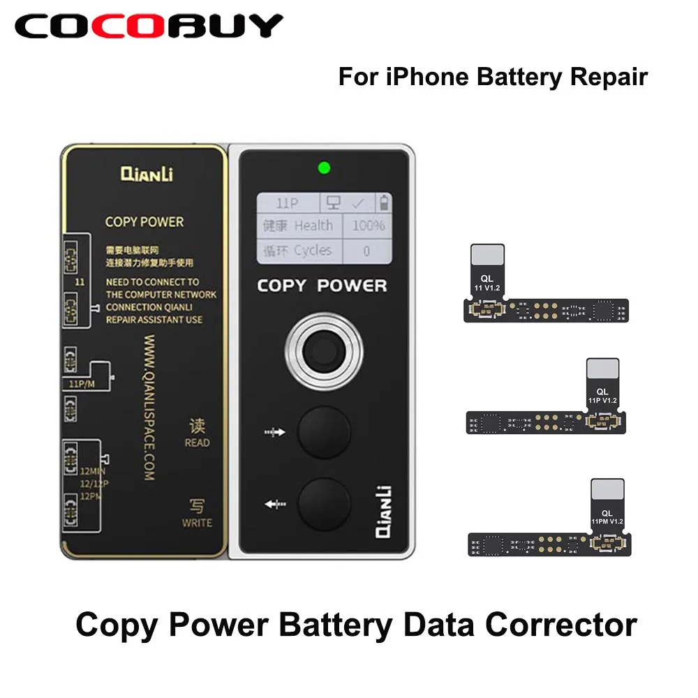 

QIANLI Copy Power Battery Data Corrector for iPhone 11 12PM Battery Pop Ups Widows Error Health Warnning Removing Repair Tools