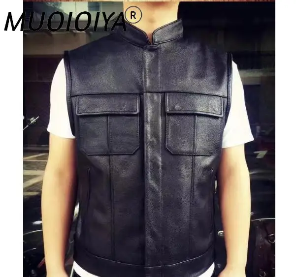 

Бесплатная доставка, новый стиль, Воловья кожа vest.100% натуральная кожа, мужские облегающие мужские жилеты torbiker, распродажа высокого качества...