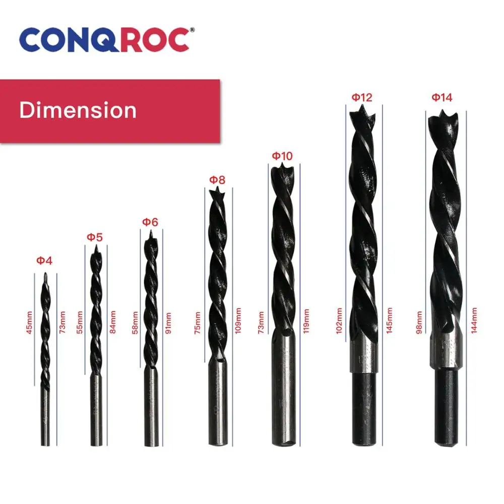 Набор сверл комплект из 7 насадок высокоуглеродистой стали 4 мм 5 6 8 10 12 14 мм|Сверла|