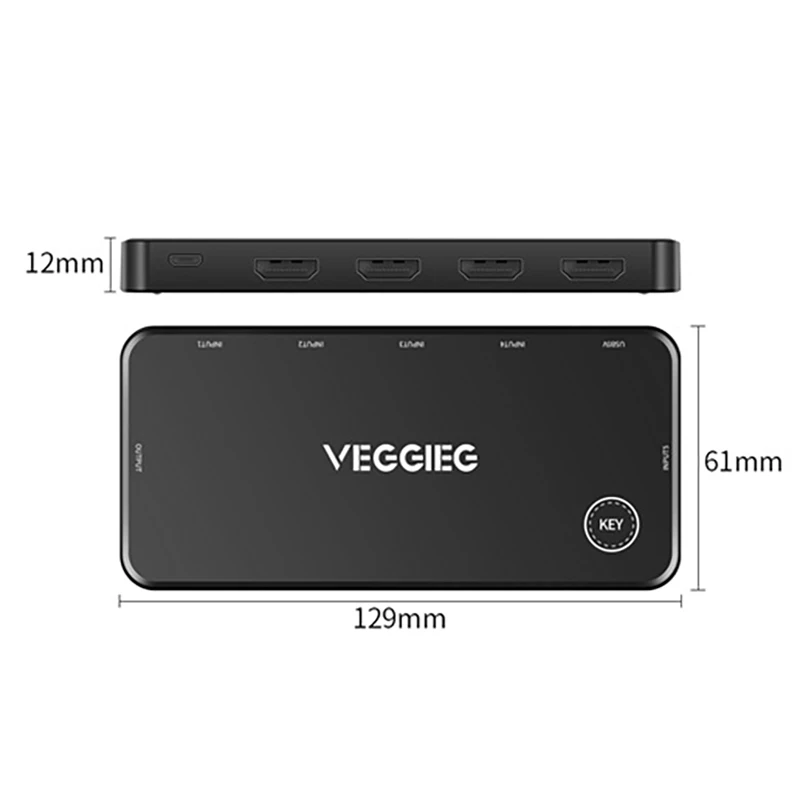 VEGGIEG V-HD04 HDMI  5X1 HDMI 2, 0 UHD4K @ 60  1080P 5  1    Smart Tv Mi Box3