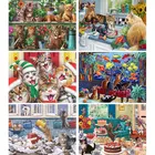 Алмазная 5D Вышивка сделай сам, полноразмерная Мозаика из страз сделай сам с изображением кота, семейвечерние, торта, кухни, фотографий, Рождественское украшение T79