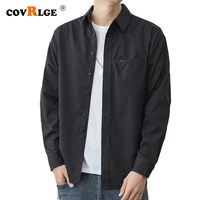 covrlge casual mens shirt spring autumn new fashion trend long sleeved solid color youth korean top male streetwear mcl327