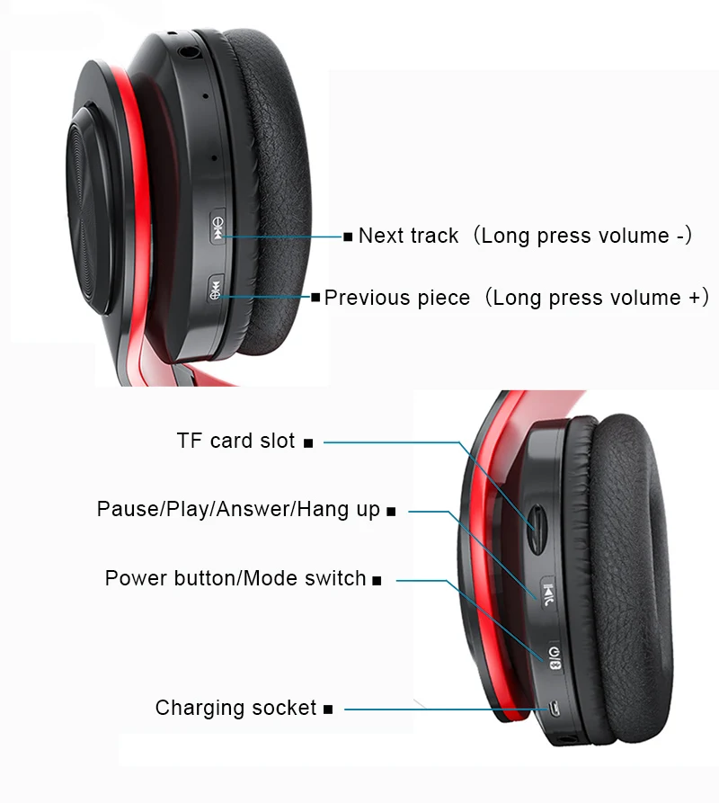 B39 портативные складные беспроводные bluetooth-наушники светодиодный, с красочными дышащими огнями с микрофоном, поддержкой tf-карты, встроенным FM mp3-плеером