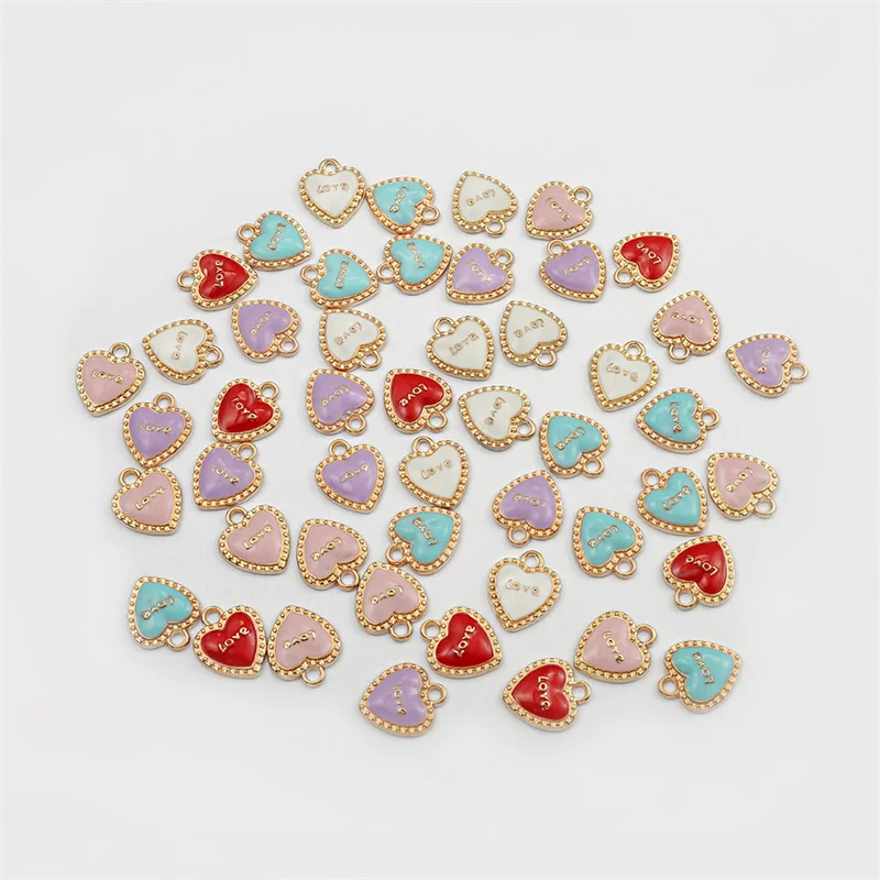 

10Pcs/set Fashion Colorful Zinc Alloy Heart Charms Pendant For Diy Necklace Bracelets Making Findings Handmade Jewelry Accessori