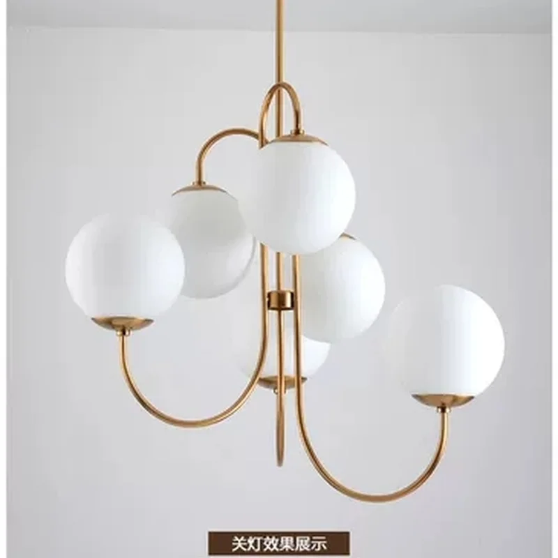 Современный подвесной светильник в скандинавском стиле золотого цвета с 6