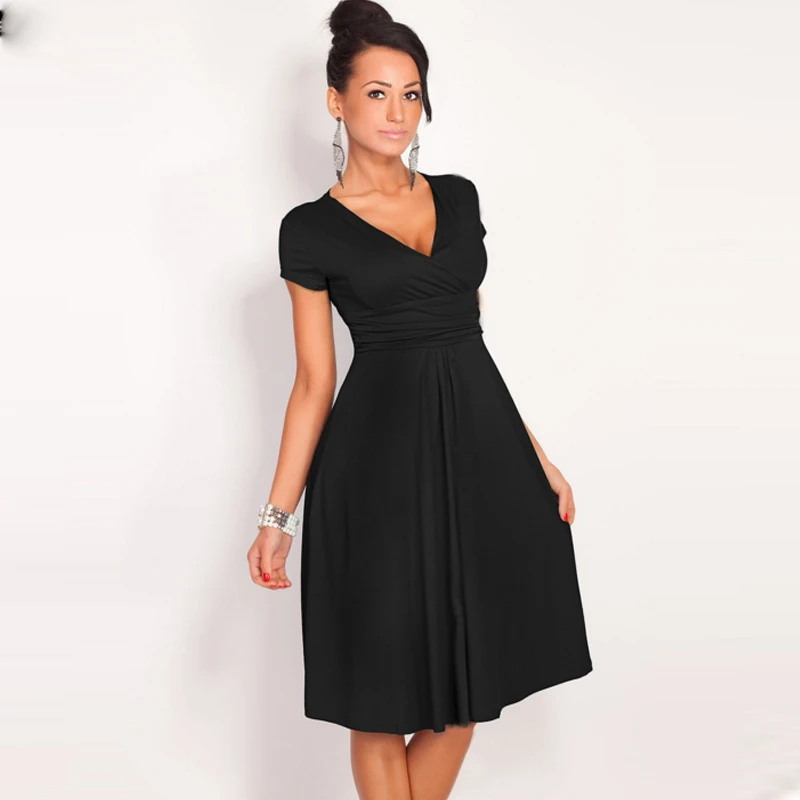 Женская Офисная Туника большого размера элегантное плиссированное платье