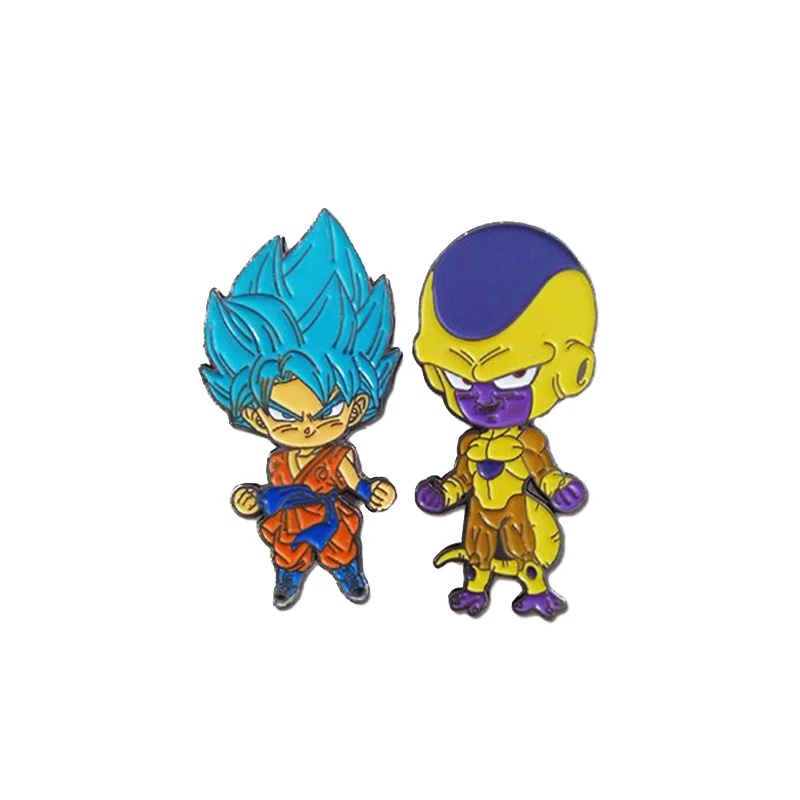 Принтом из мультфильма «Жемчуг дракона супер SSGSS синий Гоку& Golden Frieza эмали штырь набор