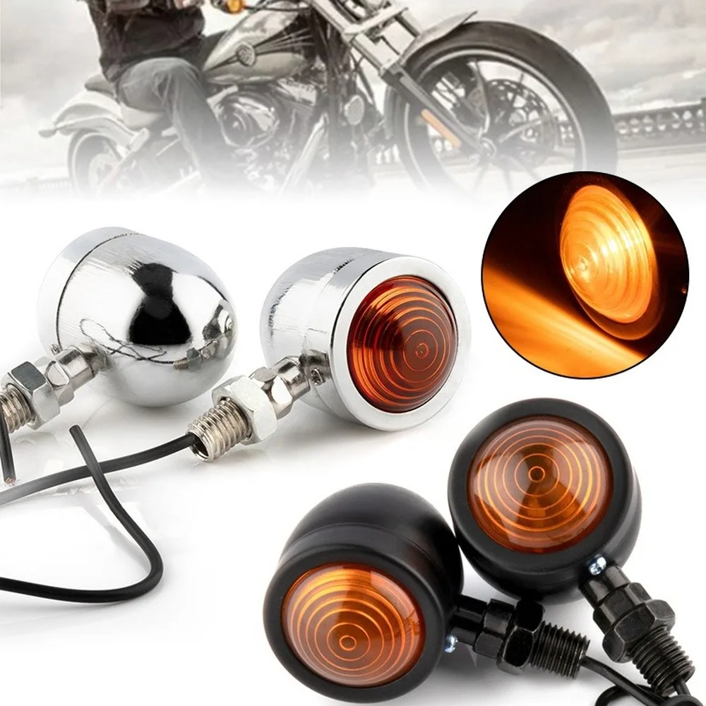 

2PCS Motorcycle Lights Mini Front Turn Signal Lamp LED Amber Blinker Indicator Lamp for Harley Motorbike Refit