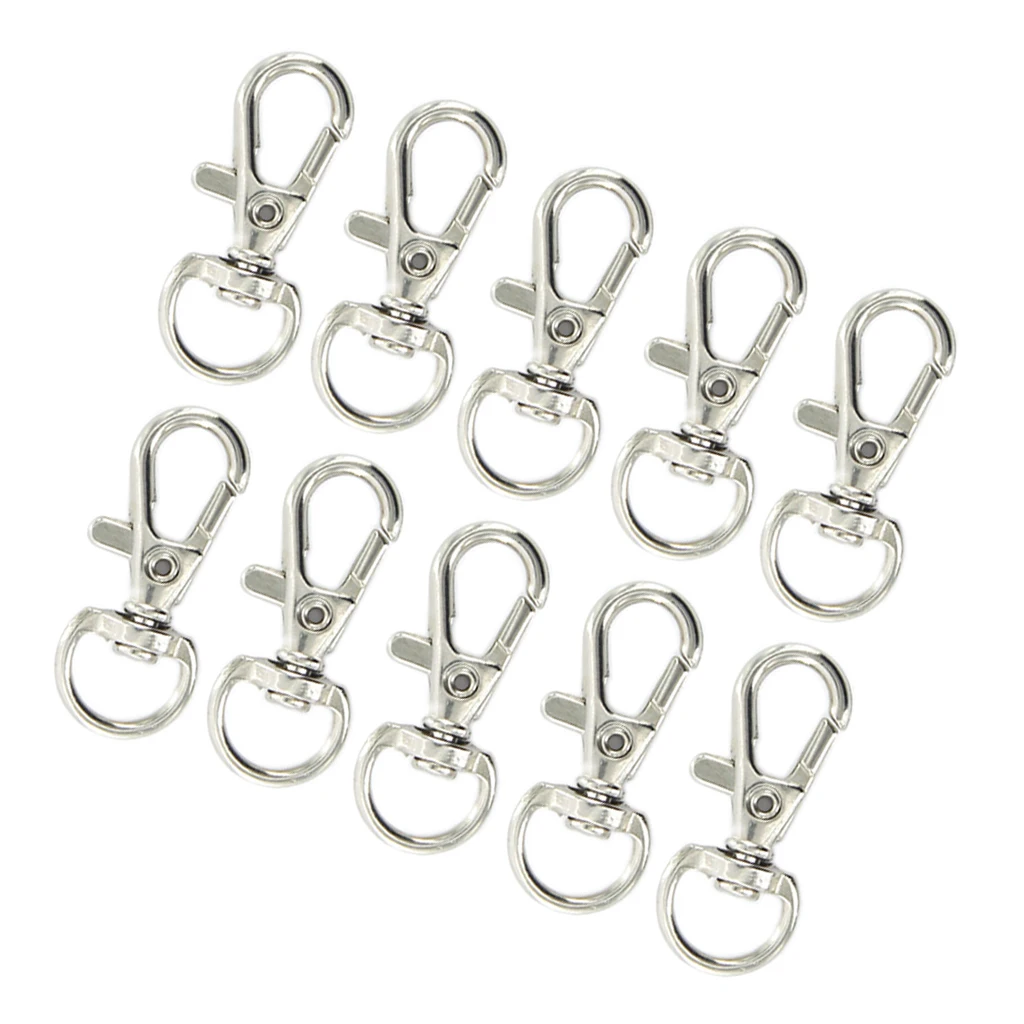 

10pcs Silver Clasps Swivel Trigger Clips Snap Hooks Key Bags Craft Findings