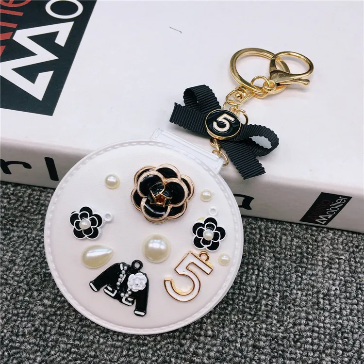 Креативный цветок с бантиком зеркальный брелок для женщин портативное зеркало