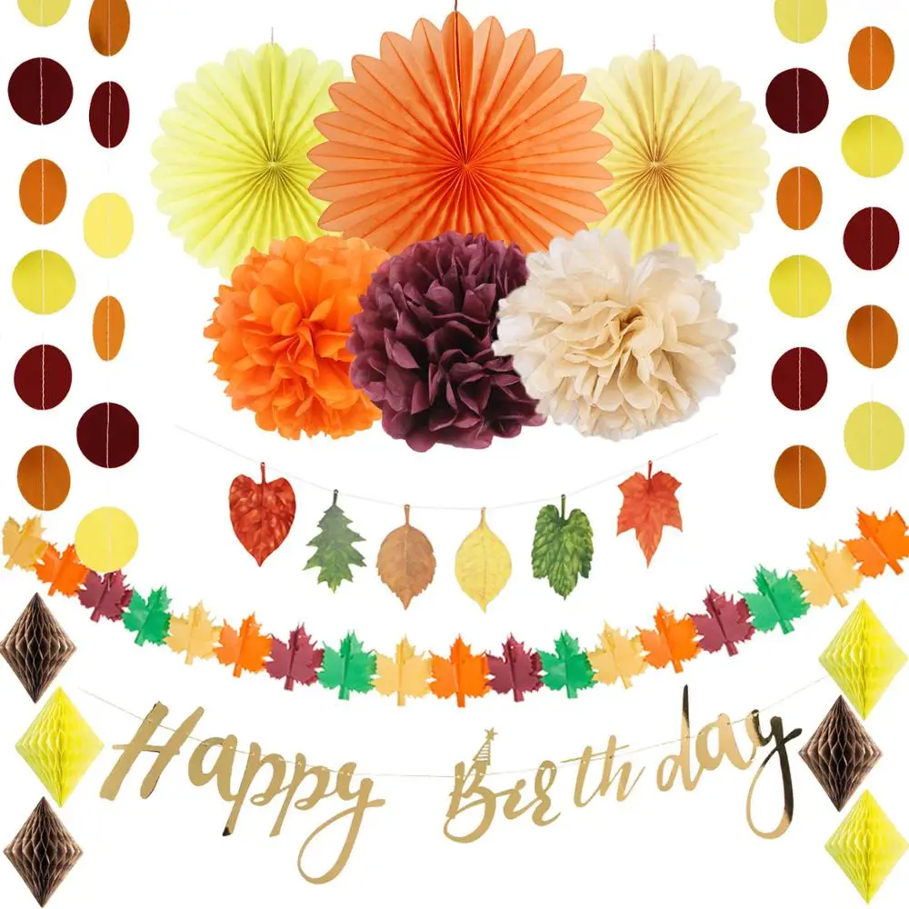 Осенний Детский комплект украшений на день рождения оранжевый желтый коричневый