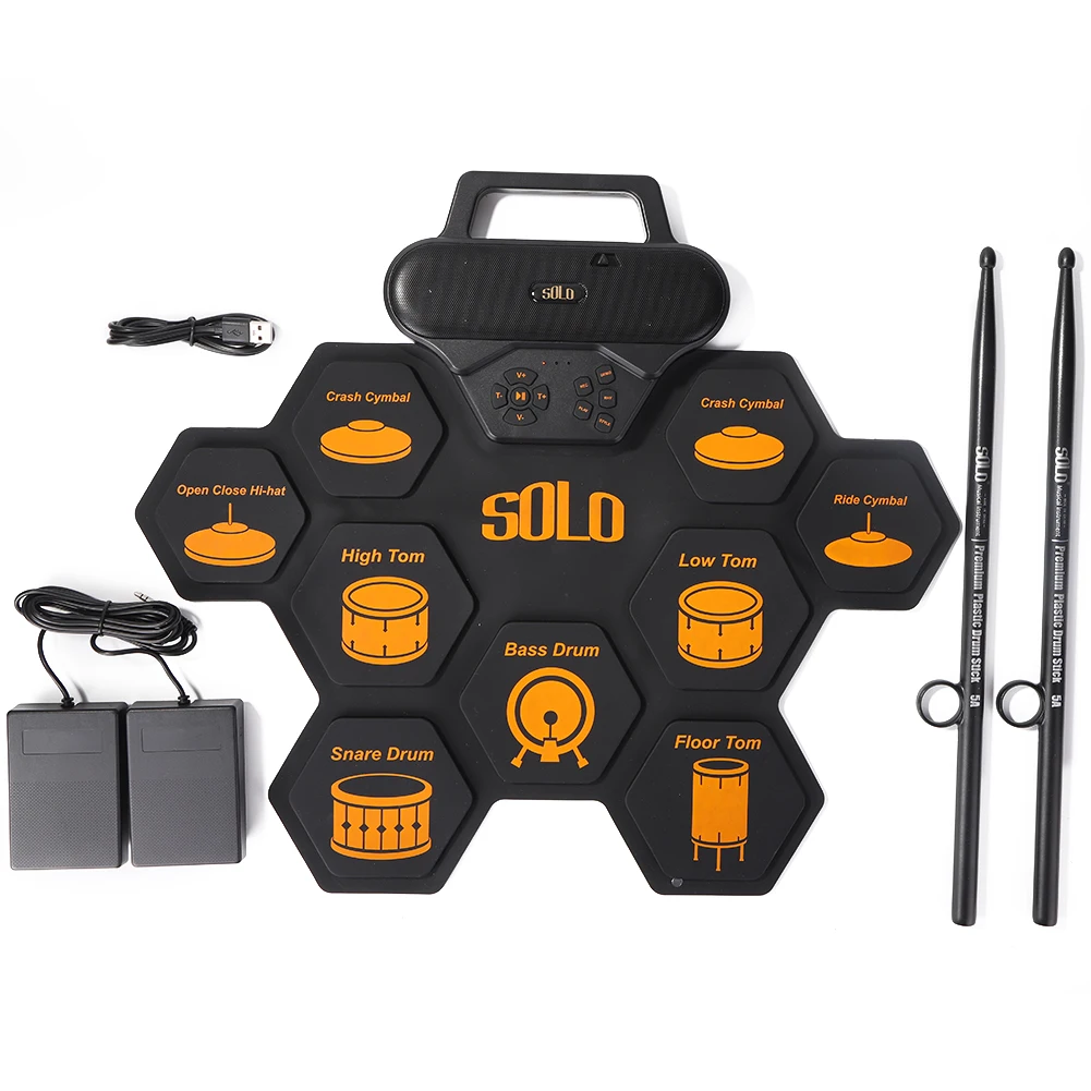 

Roll-Up Electronic Drum Silicone Electric Drum Pad Kit for Beginners Exercise Training Percussion with Drumsticks Sustain Pedal