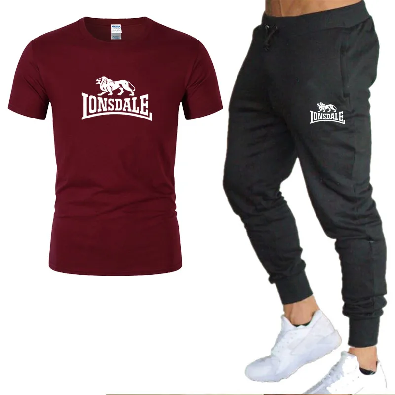 

High-frequency printing O-neck short-sleeved T-shirt + trouser suit Casual spring, summer and autumn brand short-sleeved suit