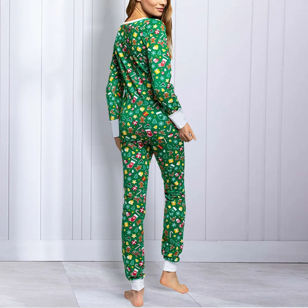 

Christmas Women Pajamas Set Long Sleeve Pullover Tops + Long Pants Nightwear Xmas Printing Lounge Pyjamas Autumn Winter Clothes