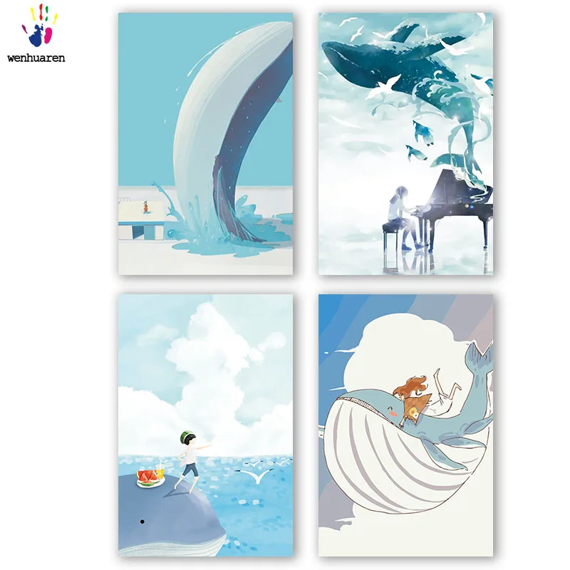 DIY картинки для раскраски по номерам с цветами дельфин море иллюстрация рисунок