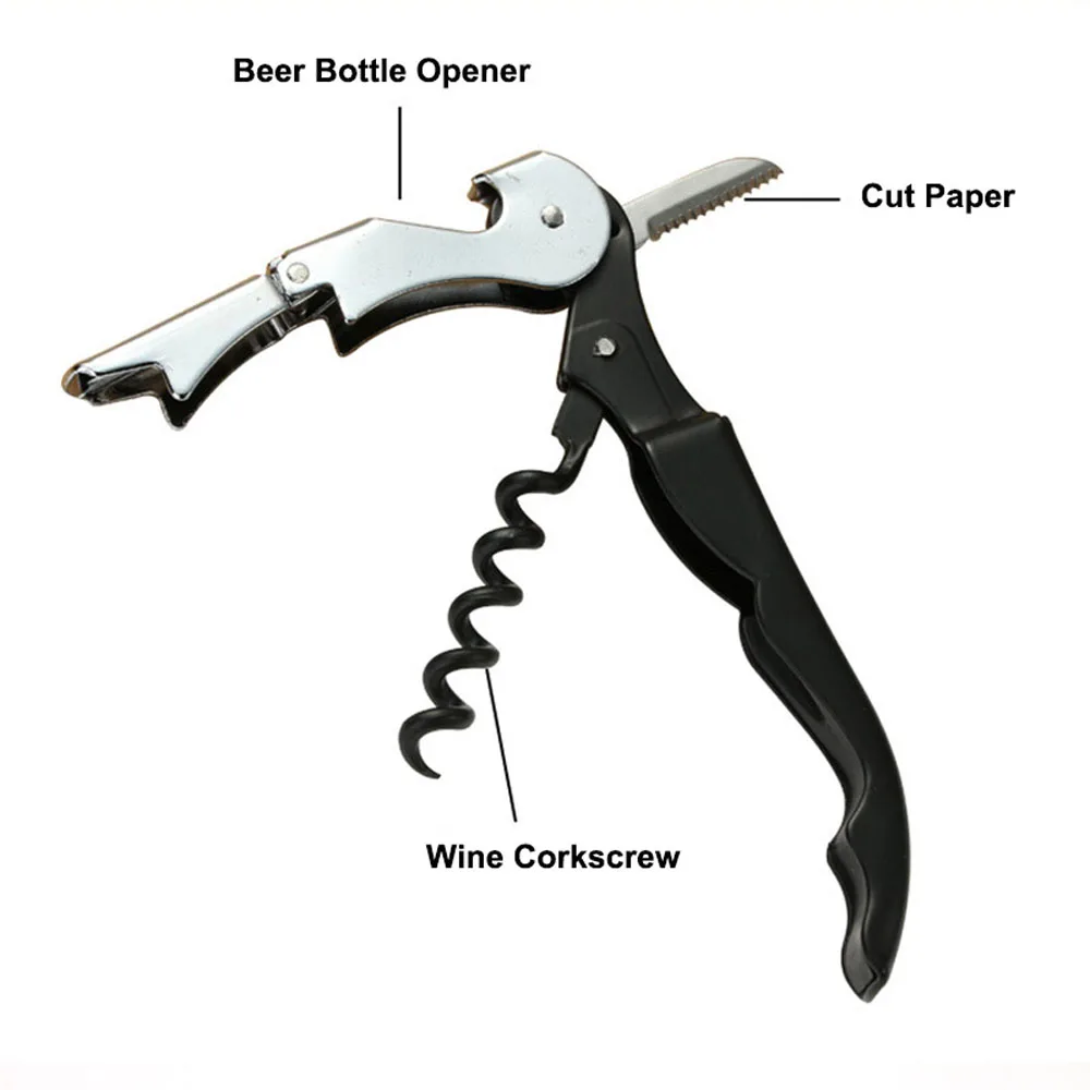 

1PC Beer Opener Corkscrew Double Hinged Waiters Red Wine Beer Bottle Opener Metal Iron Corkscrew Cap Opener Home Bar Churchkey