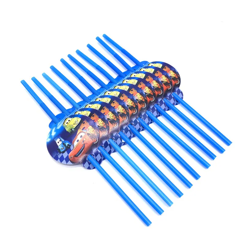 Straws-10Pcs Из мультфильма, популярная яркая детская одежда с рисунком персонажей disney автомобили тема ребенок День рождения украшения набор принадлежности для тематической вечеринки Семья вечерние Baby Shower вечерние поставки - Цвет: Straws-10Pcs