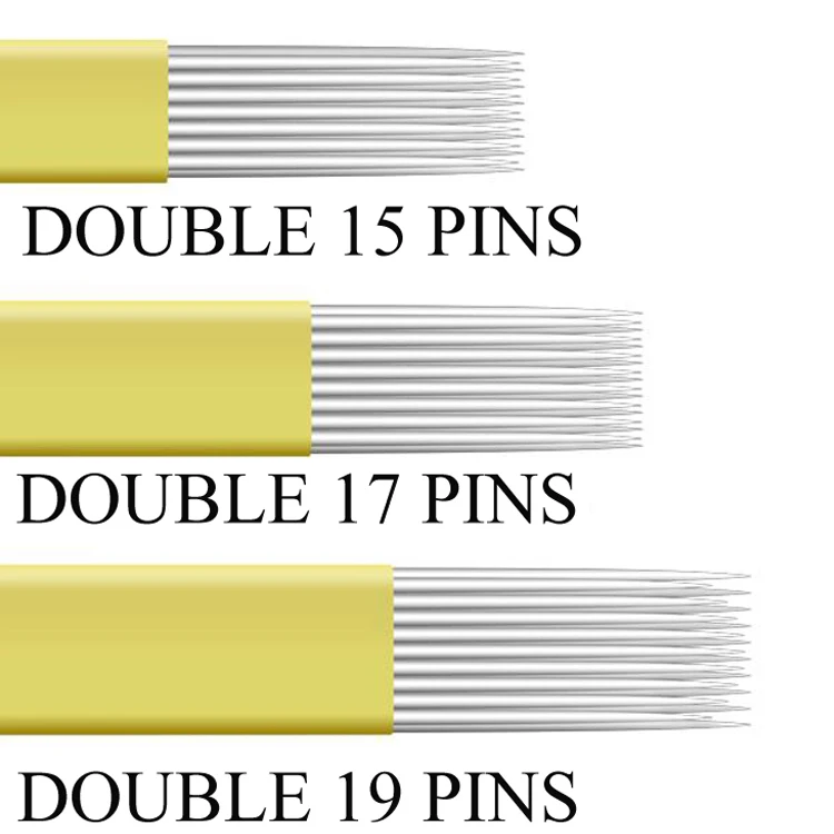 50 шт./лот иглы для перманентного макияжа двухрядные микроблейдинга затеняющее