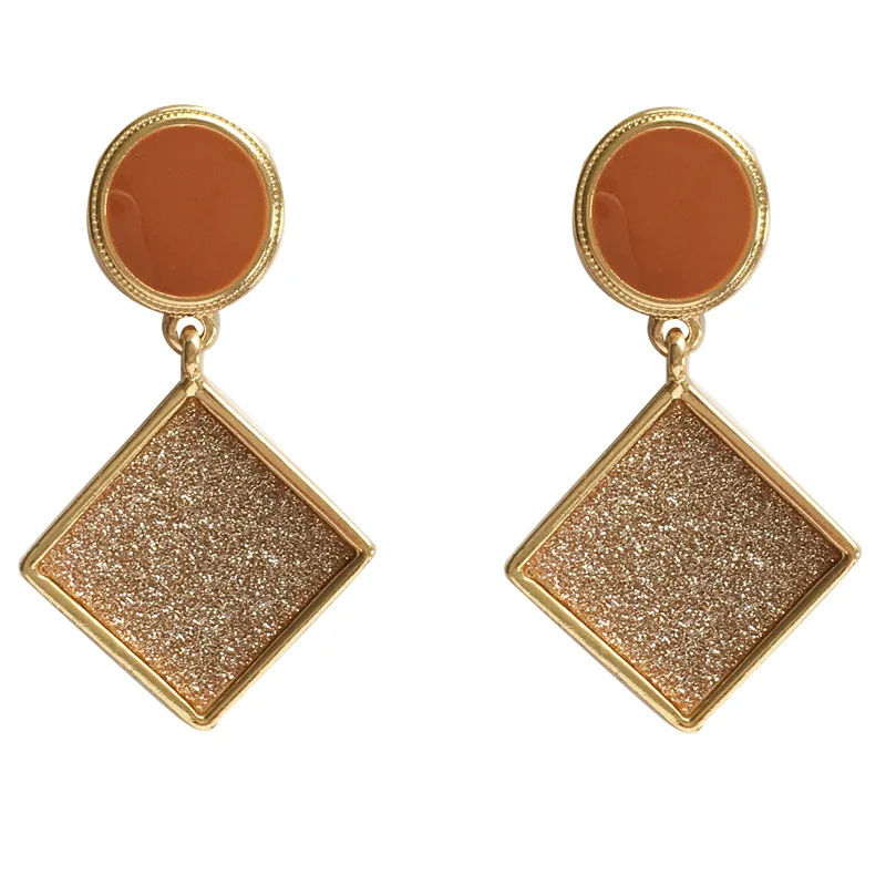 

New Fashion Romantic Square Drop Earring Jewelry Golden Plated Round Enamel Earrings For Women Jewelry Gifts