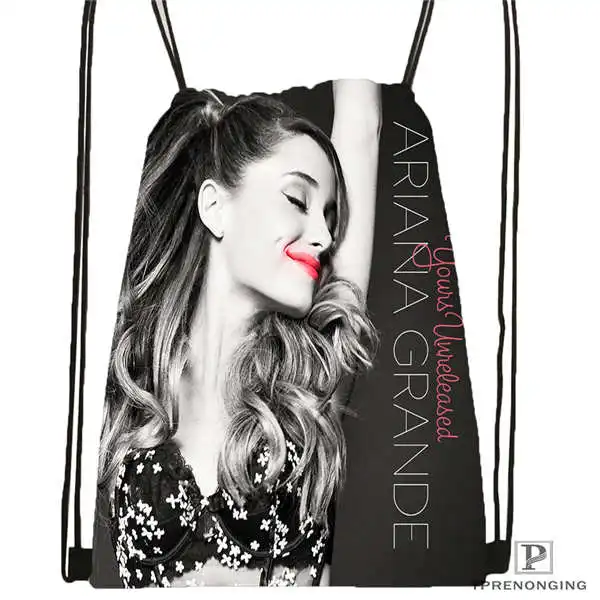 Drawstring Backpack Изготовленный На Заказ Ariana-Grande@ 02-походная сумка на шнурке милый рюкзак для детей(черная спинка) 31x40 см#180611-03-114 - Цвет: Drawstring Backpack