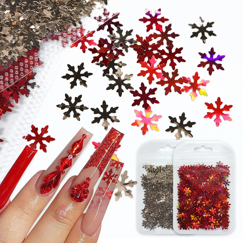 

Christmas Snowflake Holographic Sequins 6/9mm Multicolor Nail Accessories Winter Christmas Snowflake Nail Art Decoration Decal