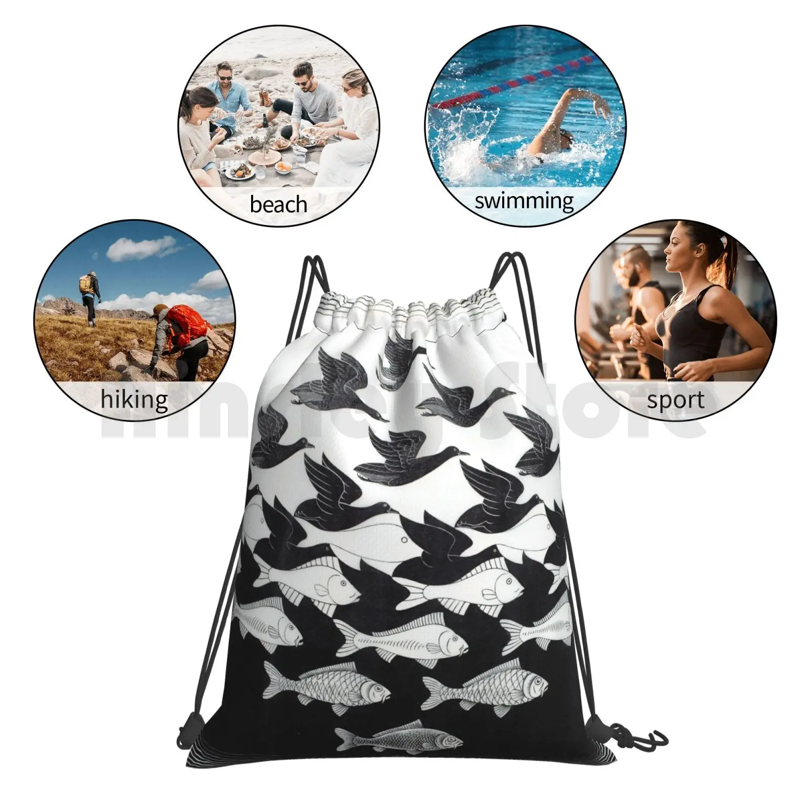 Плакаты Mc Escher Sky And Water I 1938 художественные принты для мужчин женщин детей рюкзак