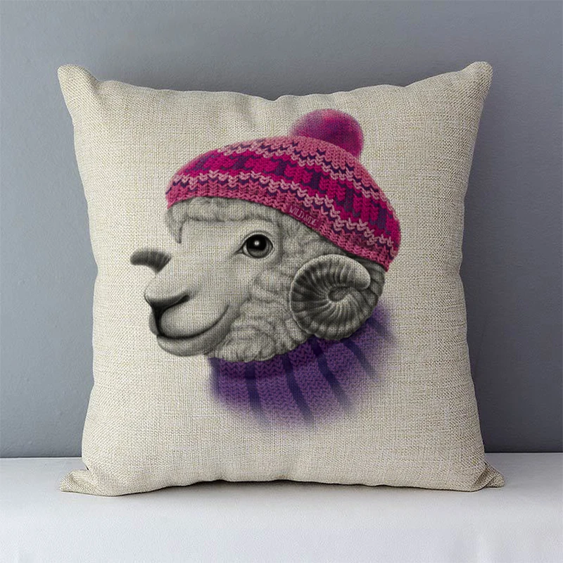 Милые животные с принтом киви птицы заяц овец дикий кабан искусственная Подушка