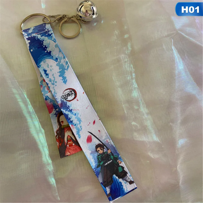 

Anime Demon Slayer Keychain Hero Naruto Key Chains Choker Kamado Tanjirou Same Jewelry Fans Gift Ribbon Doll Backpack Pendants