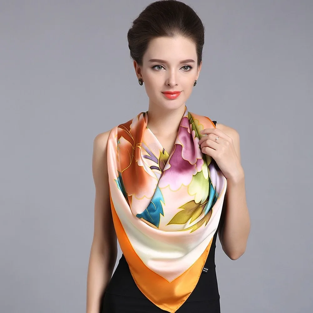 

Counter Genuine 2020 New Women's Hand-Painted Large Kerchief Super Wide Silk Scarf Shawl Winter