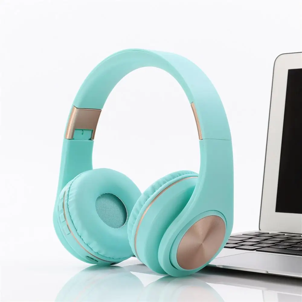 Розовые Bluetooth наушники проводные беспроводные наушники Bluetooth гарнитура Складные стерео игровые наушники с микрофоном Поддержка TF карты