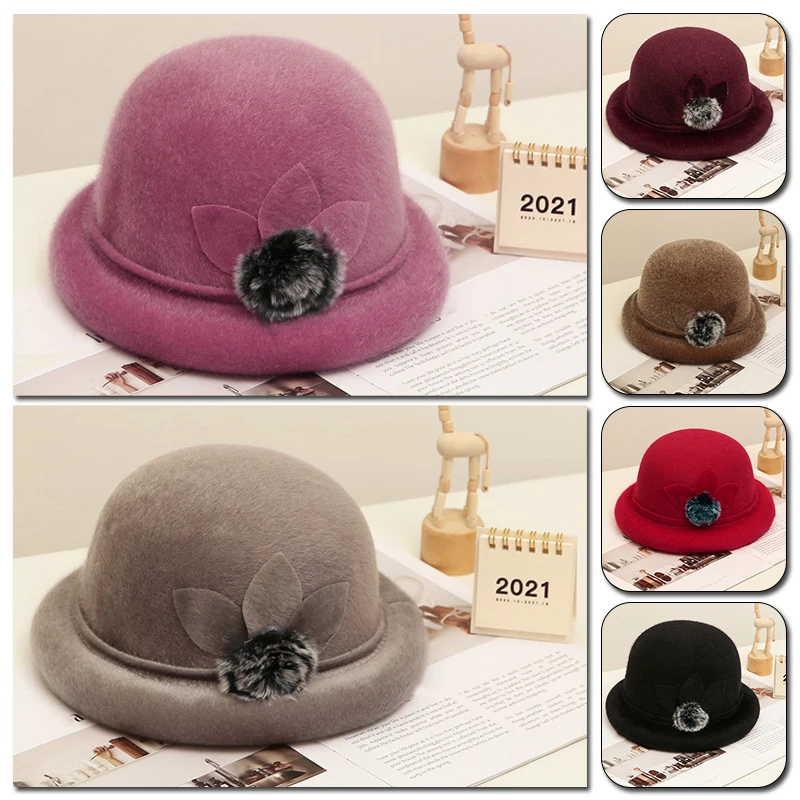 

Autumn Winter Old Lady Bucket Hats Solid Soft Imitation Mink Fur Caps Outdoor Warm Thicken Fisherman Hat Mama Christmas Gifts