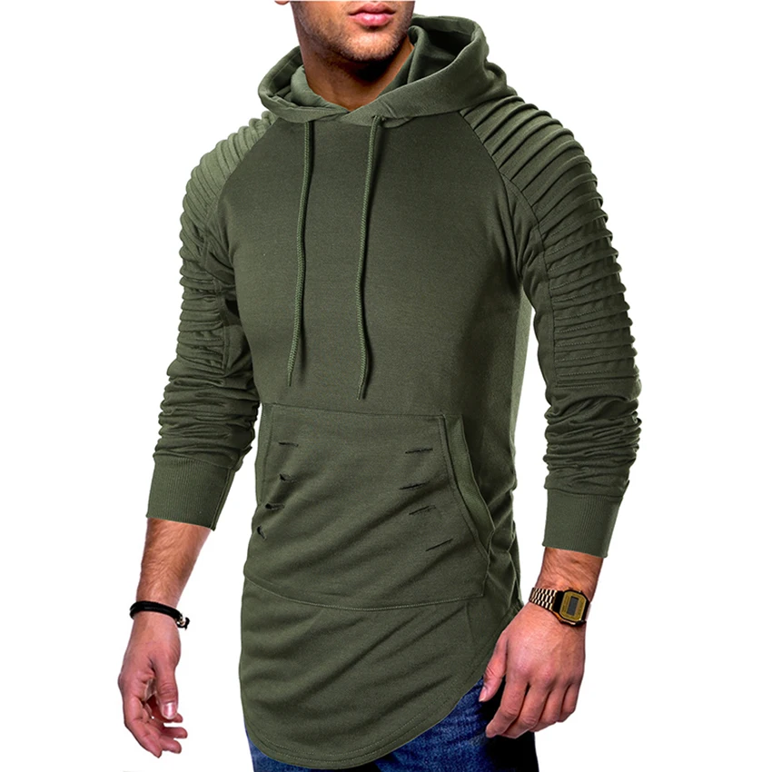 

Autumn Winter Men Folding Sleeve Hooded Sweatshirts Long Sleeve Men's Hoodie Casual 4 Colors Men Solid Hoodies Clothing Hood