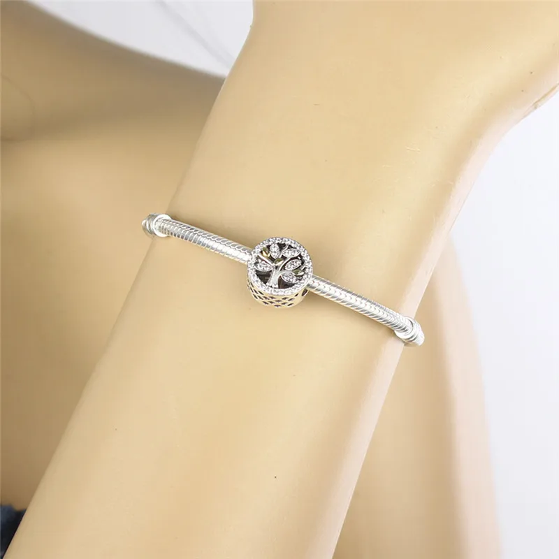 

Authentic 100% 925 Sterling Silver Charm Bead Fmaily Heritage Charms CZ Tree of Life Fit 3mm Bracelets Women DIY Jewelry 047
